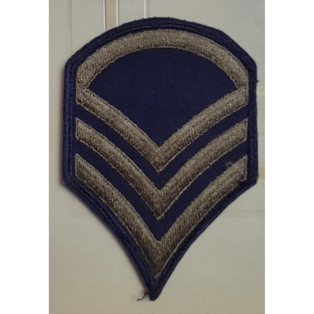 Vintage World War II United States Army Staff Sergeant Chevron Patch Blue/Green